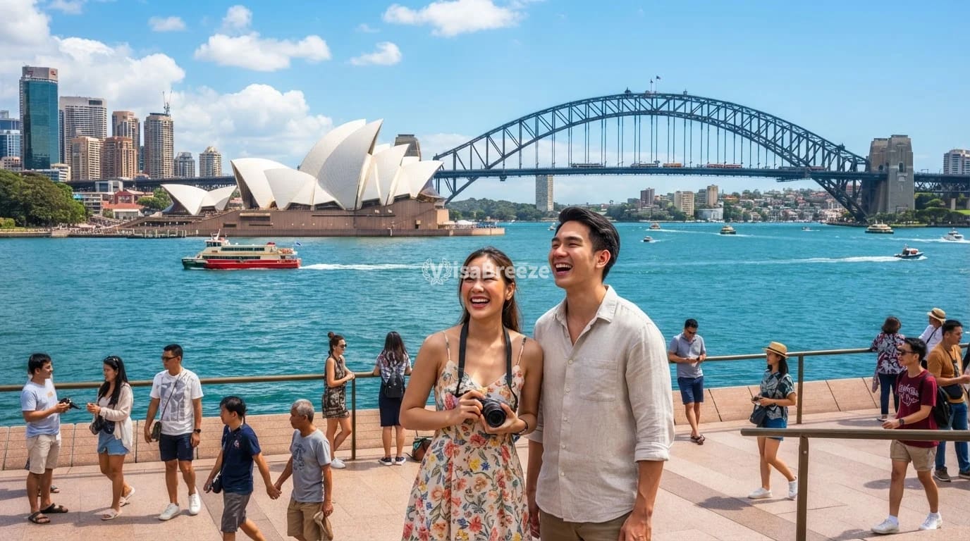 วีซ่านักเรียน ออส กับภาพซิดนีย์ฮาร์เบอร์ ออสเตรเลีย