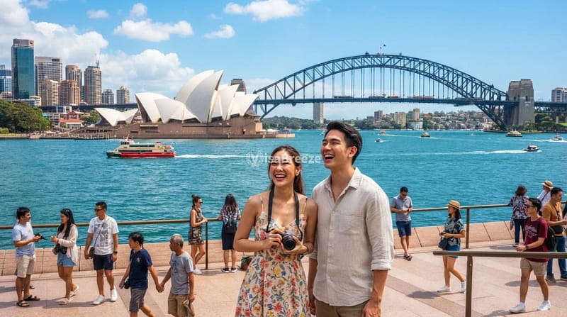 วีซ่านักเรียน ออส กับภาพซิดนีย์ฮาร์เบอร์ ออสเตรเลีย
