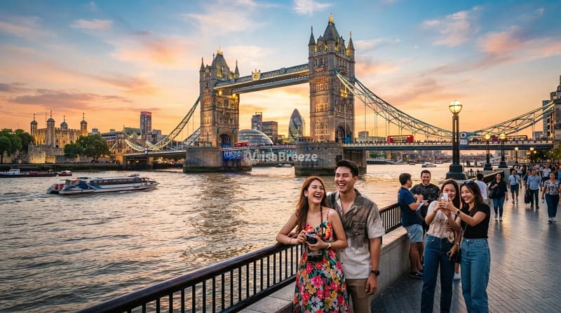 วีซ่าอังกฤษ ราคา ภาพวิว Tower Bridge และแม่น้ำเทมส์ในกรุงลอนดอน